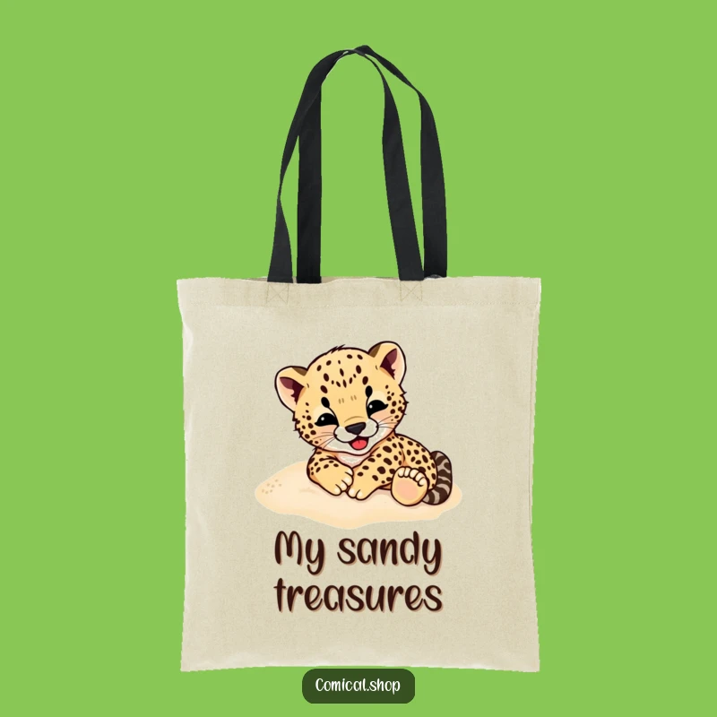 Funny Cheetah Cub Tote Bag: Carry Fun with a Rolling Character, Everyday Gift