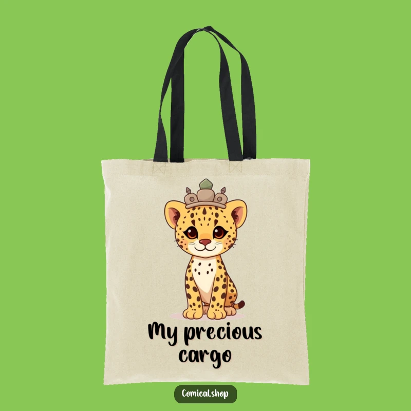Funny Proud Cheetah Cub Crown Tote Bag: Strong & Regal Gift for Essentials