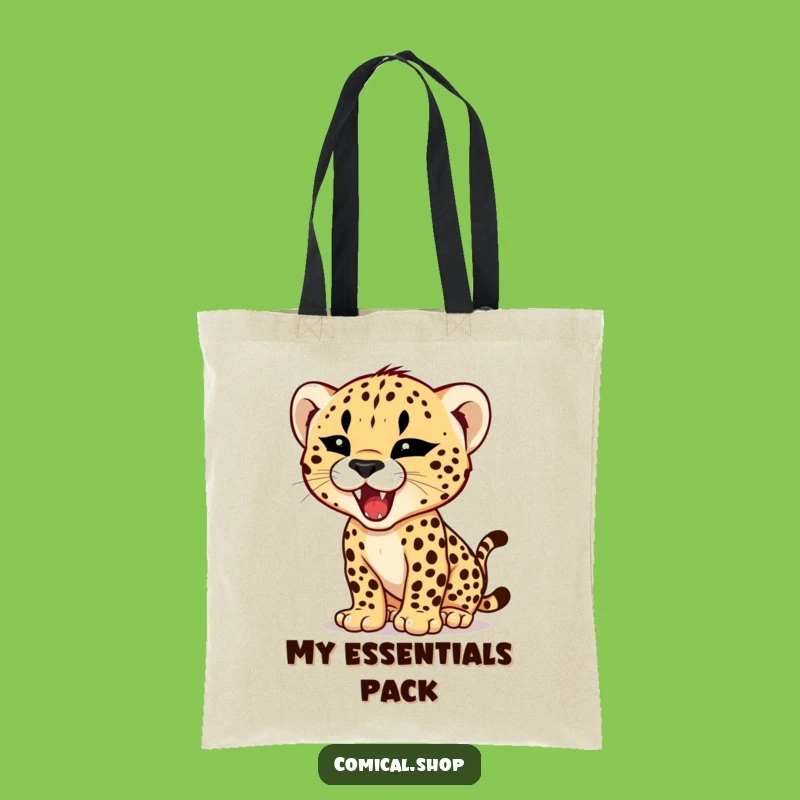 Funny Cheetah Cub Roar Tote Bag - Tiny Fierce Predator Humorous Carry-All Gift
